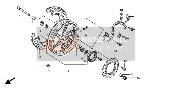 Honda SH300R 2008 FRONT WHEEL for a 2008 Honda SH300R